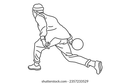 line art of bowling player vector illustration