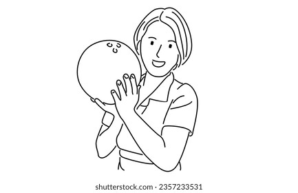 line art of bowling player vector illustration