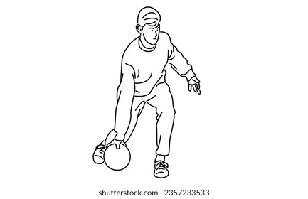 line art of bowling player vector illustration