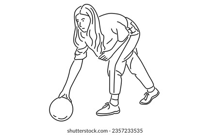 line art of bowling player vector illustration