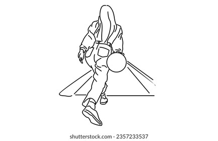 line art of bowling player vector illustration