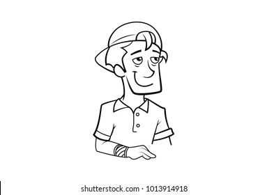 Line Art of a boy. vector illustration. isolated on white background.