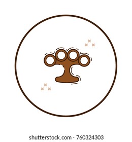 Line art brass knuckles icon in circle. Isolated vector illustration.