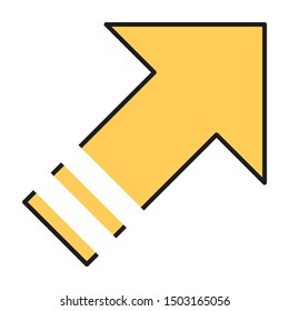 Line art brochure with dark arrow on white background. Vector illustration bright design. Geometric line shape pattern