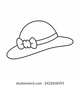 Line art bucket hat fashion for color drawing. hat template vector illustration for coloring by children