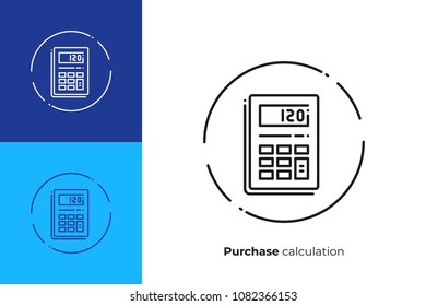 Line art budget calculator. Finance calculation. Scalable vector icon in modern outline style. Lineart elements vector illustration.