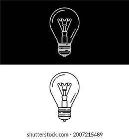 LINE ART BULB ICON BLACK WHITE