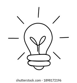 Line art bulb icon continuous line drawing isolated on white background. New idea concept vector illustration.