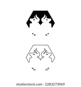 Line art bull animal logo design template illustration 