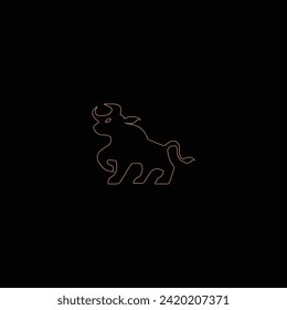 Line art bull animal logo design . Circle and round line art bull illustration  