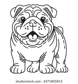 Line art of bulldog cartoon vector