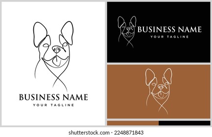line art bulldog face logo