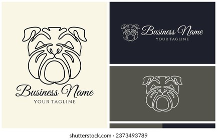 line art bulldog logo template