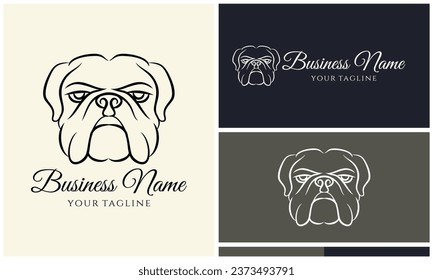 line art bulldog logo template