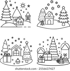 line art bundle christmas eps