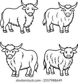 line art bundle yak and illustrator