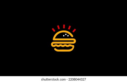 Line Art burger hamburger logo icon design