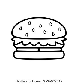 Ilustración vectorial de hamburguesas de arte lineal