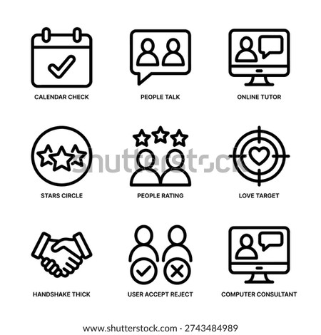Line Art Business Communication and Relationship Icon Set Collection Pack