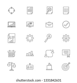 Line art business icons set on white background. 