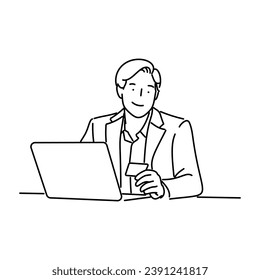 Line art businessman or professional worker man character icon vector illustration design