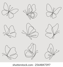  line art Butterflies Clipart Butterfly pack