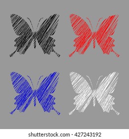 Line art butterfly, hatching butterfly