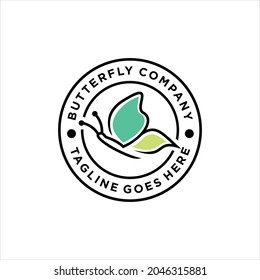 line art butterfly logo design concept. Beauty Flying Butterfly Stamp Label Logo.