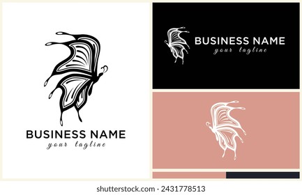 line art butterfly logo template