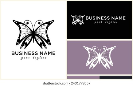 line art butterfly logo template