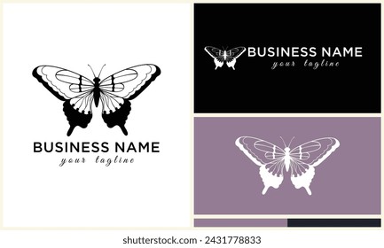 line art butterfly logo template