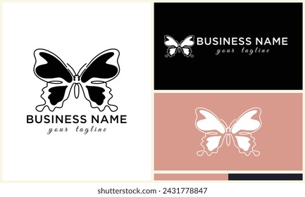 line art butterfly logo template