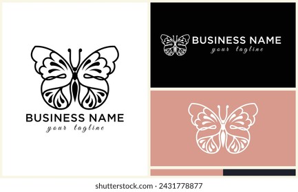 line art butterfly logo template