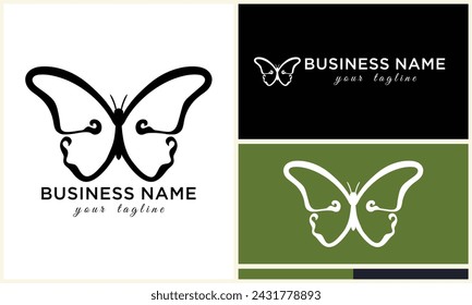 line art butterfly logo template