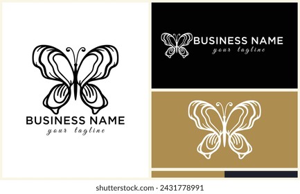 line art butterfly logo template