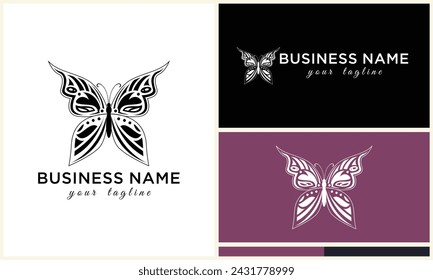 line art butterfly logo template