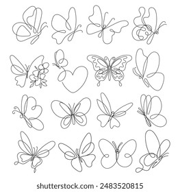 line art butterfly, nature animal wild life, tatto, vector