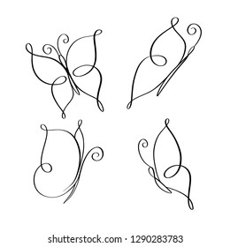 Line art butterfly. One line drawing. Black and white. Trendy concept for banner, poster, flyer. Vector art.