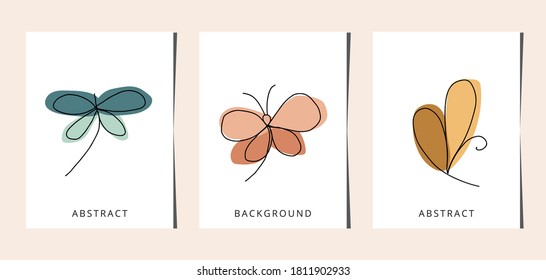 Line art butterfly set. One line drawing. line art, card, banner, poster flyer, vector illustration.