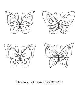 Line art butterfly vector, cute clip art, isolated
