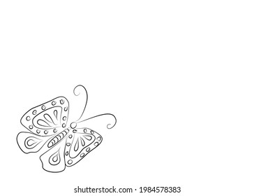 Line art of butterfly.Isolate on white background space for your text,background,card,fill color . Concept tattoo. Vector illustration.