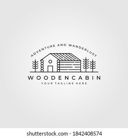 line art cabin logo vector illustration design, cottage minimalist logo design