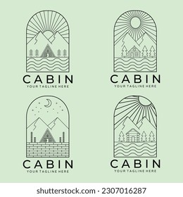 line art cabin minimalist logo vector design set