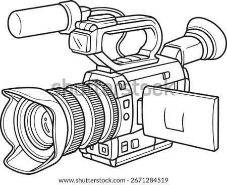 line art camera for illustration or coloring book