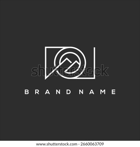 line art camera with mountain logo vector