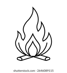 Line Art of a Campfire Icon Design Vector Illustration