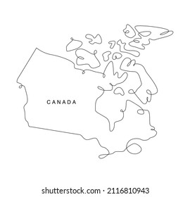 line art Canada map. Continuous line north America map. vector illustration. Single outline west world.  