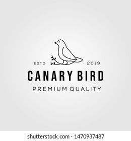 line art canary bird on root logo vector icon illustration