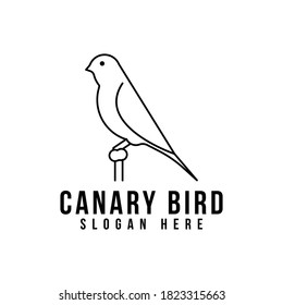 line art canary bird on root logo vector icon illustration