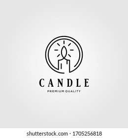 Line Art Candle Light vintage Flame Logo Design Illustration